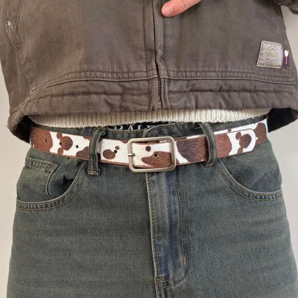 Other Accessories - y2k western brown and white cow print cowboy boho belt
